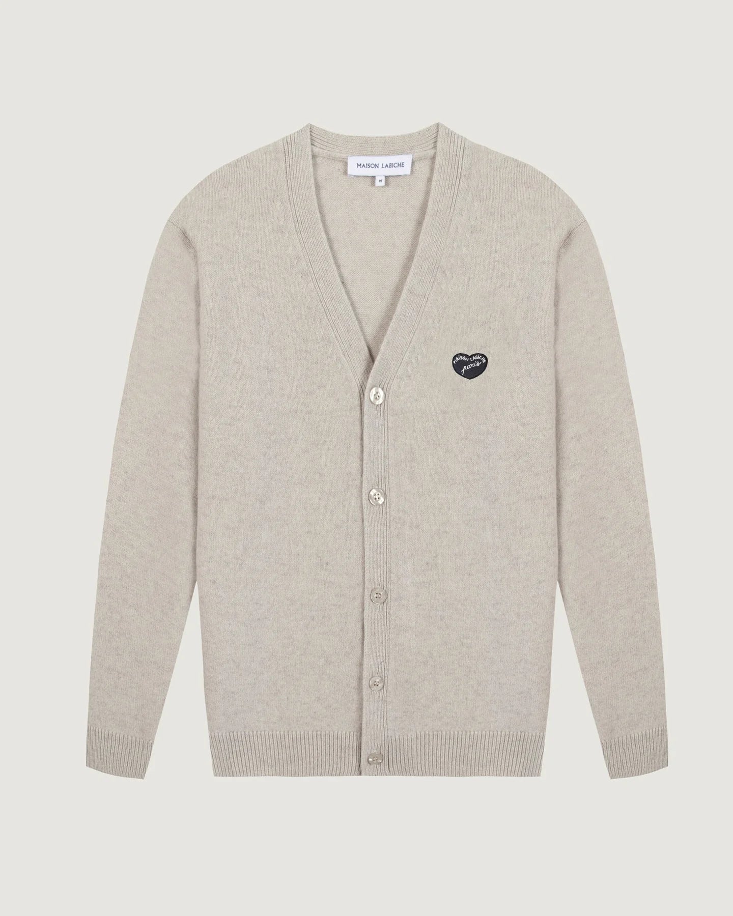 Maison Labiche Cardigan en Laine Patch Coeur Cement