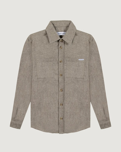 Maison Labiche Surchemise Monge en Flanelle de Laine Cement