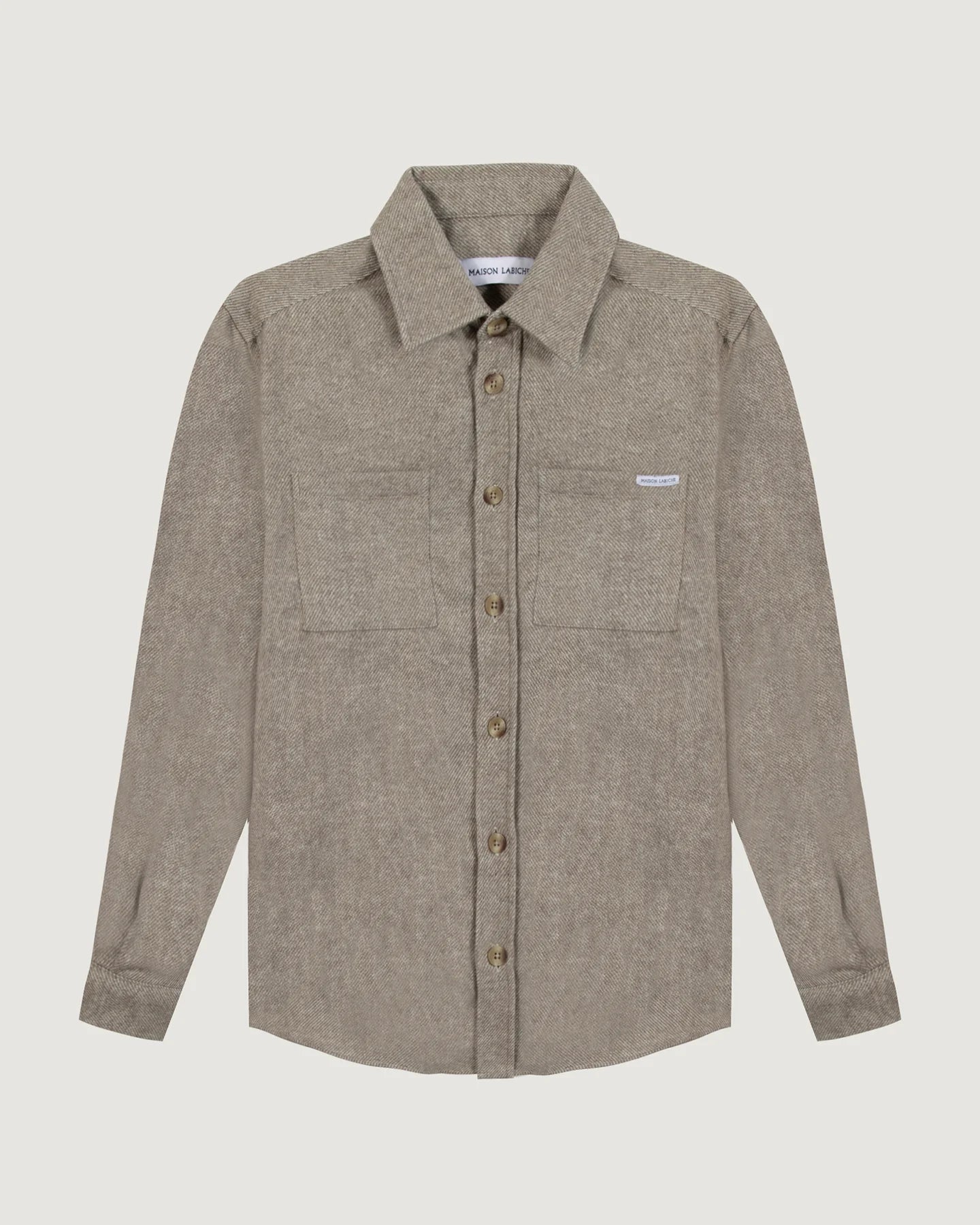 Maison Labiche Surchemise Monge en Flanelle de Laine Cement