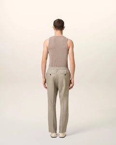 AMI Pantalon Taille Elastiquée en Laine Cendre