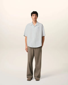 AMI Chemise Manches Courtes Rayée Blanc Note Bleue
