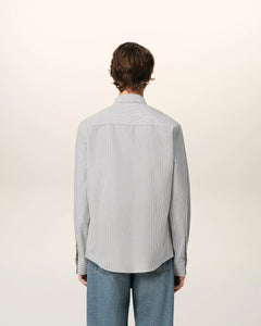 AMI Chemise Ami de Coeur Oxford Rayé Noir Blanc