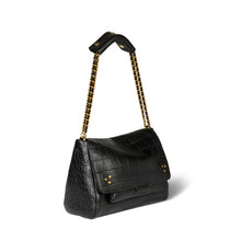 Charger l&#39;image dans la galerie, Jerome Dreyfuss Sac Lulu M Imprimé Croco Noir