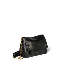 Charger l&#39;image dans la galerie, Jerome Dreyfuss Sac Lulu M Imprimé Croco Noir