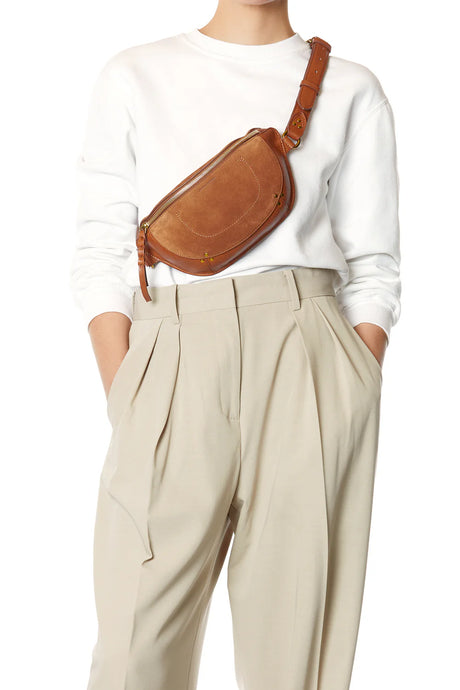 Jerome Dreyfuss Sac Banane Lino en Velours Caramel