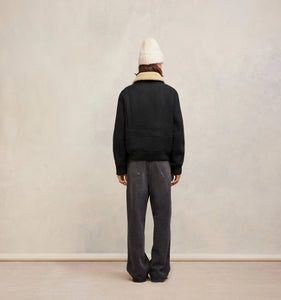 AMI Veste Blouson Court en Drap de Laine Heather grey