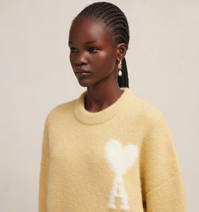 AMI Pull Ami de Coeur en Alpaga Creme vanille