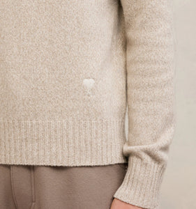 AMI Pull Col Roulé en Cachemire Ami de Coeur Champagne
