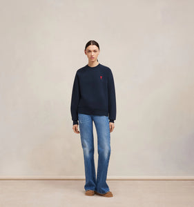 AMI Sweatshirt Ami de Coeur Boxy Bleu nuit