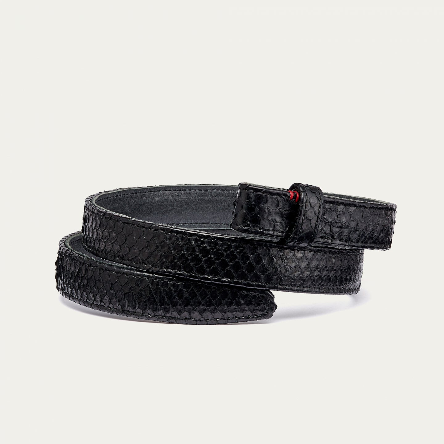 Claris Virot Ceinture Baby Sans Boucle Python Noir