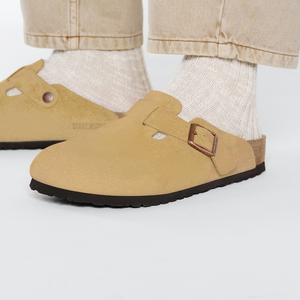 Birkenstock Sandales Boston Etroite Suede Latte Cream