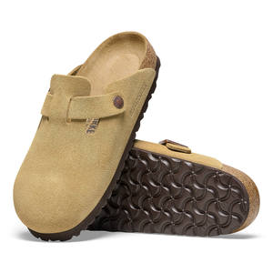 Birkenstock Sandales Boston Etroite Suede Latte Cream