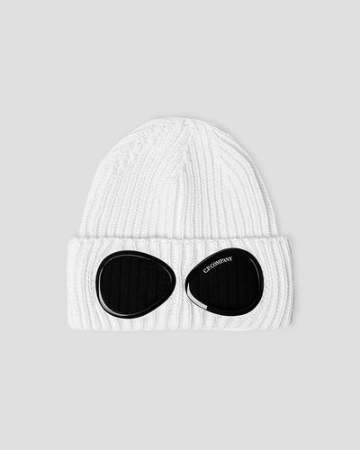 C.P. Company Bonnet Goggle en Laine Gauze white