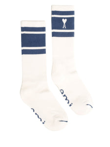 AMI Chaussettes Rayures Ami de Coeur Bleu orage