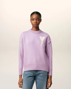 AMI Femme Pull Ami de Coeur en Laine Lilas