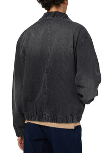 AMI Veste Denim Zippée Ami de Coeur Noir