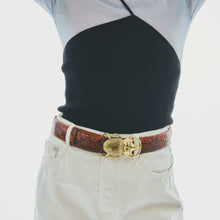 Charger l'image dans la galerie, Claris Virot Ceinture Python Sans Boucle Moka