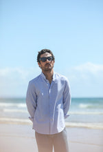 Charger l'image dans la galerie, Drapeau Noir Chemise Oxford Col Tailleur Bleu