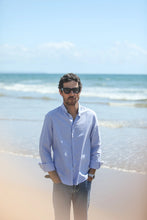 Charger l'image dans la galerie, Drapeau Noir Chemise Oxford Col Tailleur Bleu