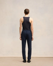 Charger l&#39;image dans la galerie, AMI Pantalon Taille Elastiquée en Laine Bleu Marine