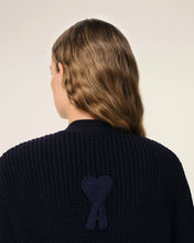 Charger l&#39;image dans la galerie, AMI Femme Cardigan Collège en Laine Bleu Marine