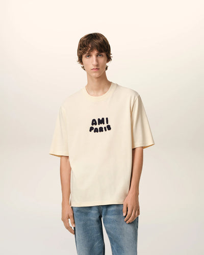 AMI T-shirt Patch Ami Paris Blanc Creme