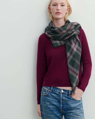 Eric Bompard Foulard Carré en Cachemire Tartan Bronze