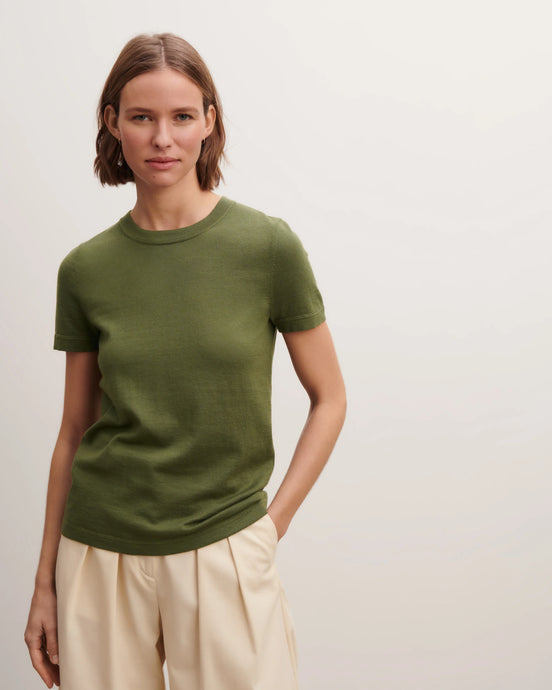 Eric Bompard T-Shirt Ultrafin en Coton Cachemire Sauge