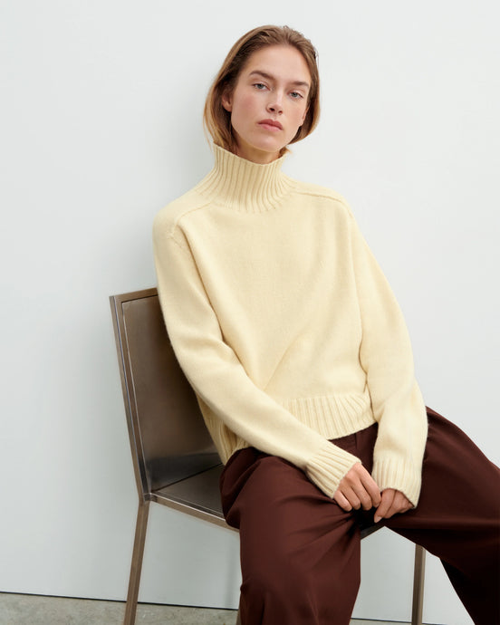 Eric Bompard Pull Manches Marteau en Cachemire Jaune Primevere