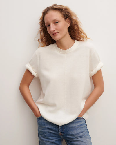 Eric Bompard T-Shirt Ample Minimaliste en Coton Cachemire Naturel