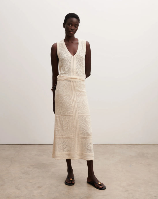 Eric Bompard Top Col V Pointelle en Cachemire Naturel