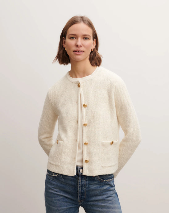 Eric Bompard Veste en Jacquard en Laine Cachemire Naturel