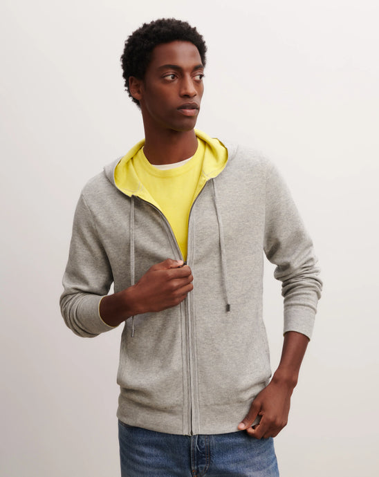 Eric Bompard Hoodie en Coton Cachemire Gris Jaune