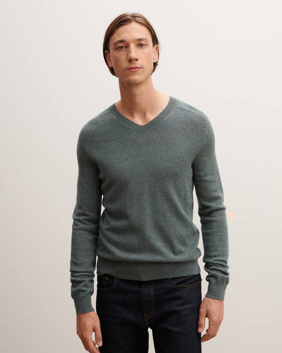 Eric Bompard Pull V Manches Marteau en Cachemire Vert Rivage