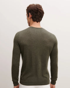 Eric Bompard Pull Col Rond en Cachemire Kaki Ombre