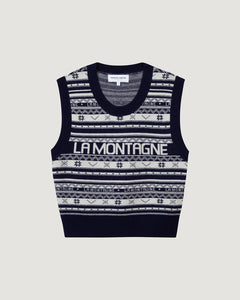 Maison Labiche Pull Montagne en Laine Navy