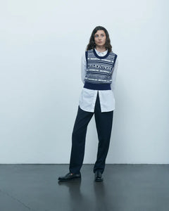 Maison Labiche Pull Montagne en Laine Navy