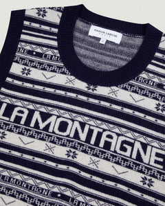 Maison Labiche Pull Montagne en Laine Navy
