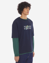 Charger l&#39;image dans la galerie, Maison Kitsuné T-shirt Oversize Flowers Navy