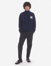 Charger l&#39;image dans la galerie, Maison Kitsuné Pull Col roule Intarsia Comfort Blue