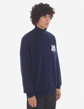 Charger l&#39;image dans la galerie, Maison Kitsuné Pull Col roule Intarsia Comfort Blue