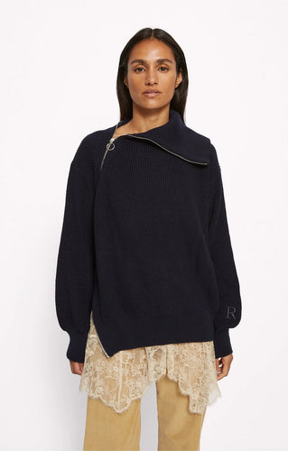 Roseanna Pull Zip en Laine Navy