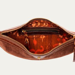 Claris Virot Sac Mini Chris Demi-Lune en Cuir Cognac