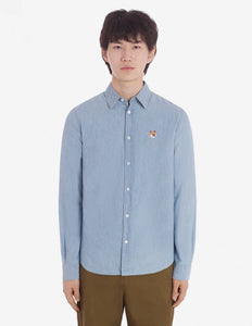 Maison Kitsuné Chemise Fox Head Chambray Indigo