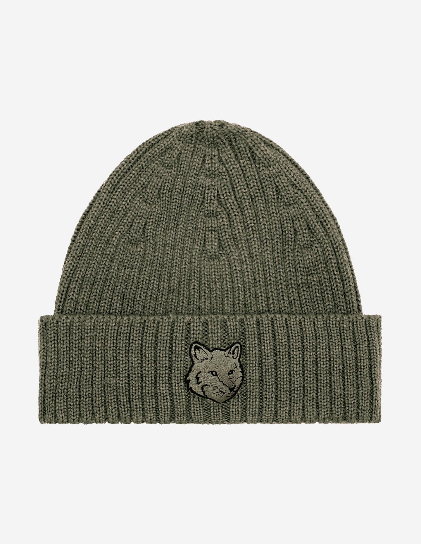 Maison Kitsuné Bonnet en Laine Fox Head Laurel Green