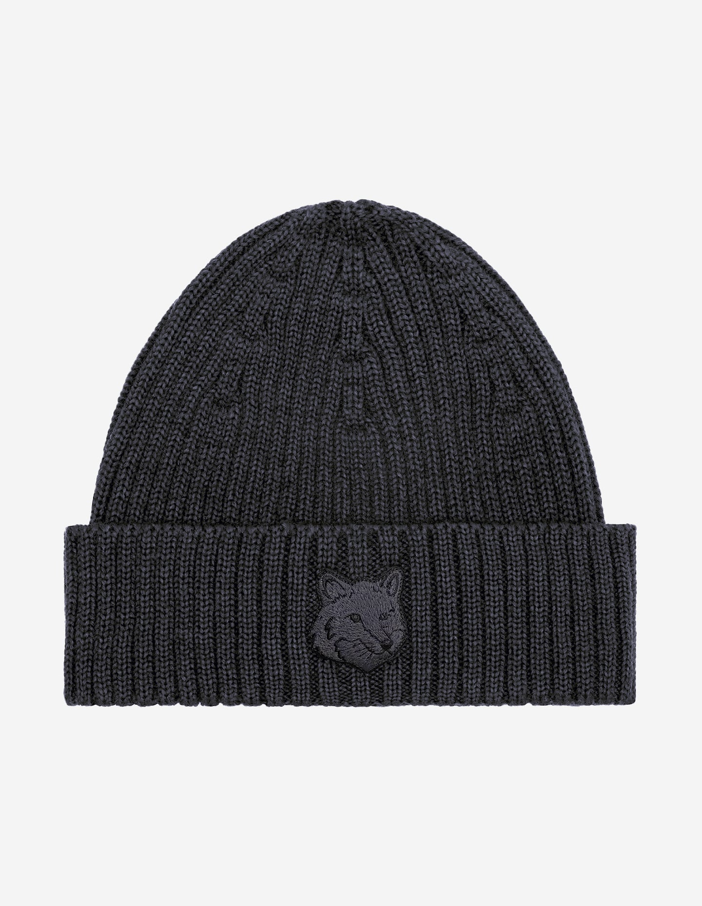 Maison Kitsuné Bonnet en Laine Fox Head Charcoal