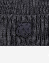 Charger l&#39;image dans la galerie, Maison Kitsuné Bonnet en Laine Fox Head Charcoal