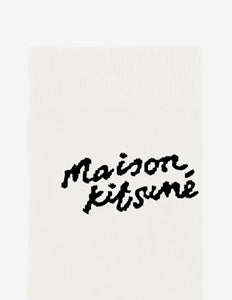 Maison Kitsuné Chaussettes Handwritting White