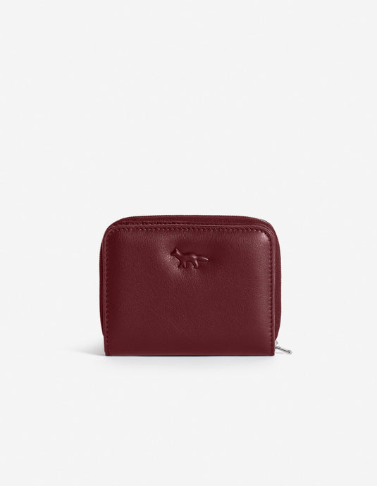 Maison Kitsuné Portefeuille Profile Fox en Cuir Dark Burgundy