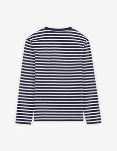 Maison Kitsuné T-shirt Bold Fox Head Patch Navy Stripes